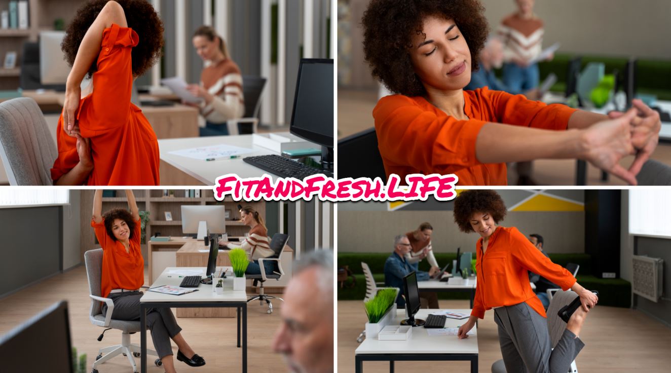 A girl is doing different Desk-Friendly Exercises