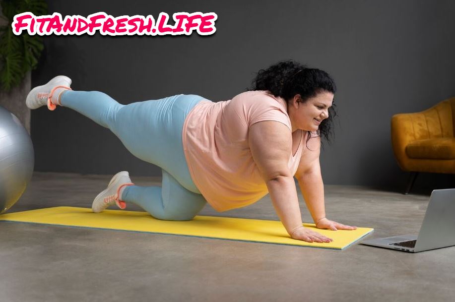 A fatty girl doing exercise